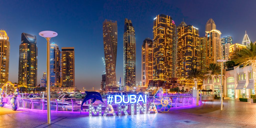 Dubai Marina Walk at night